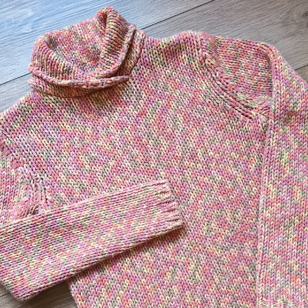 Vtg‎ Y2K 90s Talbots Chunky Knit Rainbow Sweater - Cottagecore Bohemian Boho - M